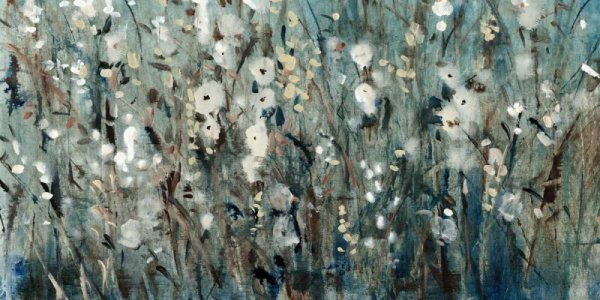 White Blooms with Navy I by Tim O'Toole - Hand-Painted Oil Painting Reproduction
