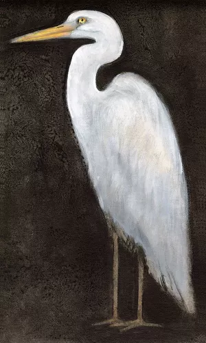 White Heron Portrait II Oil Painting by Tim O'Toole - Contemporary