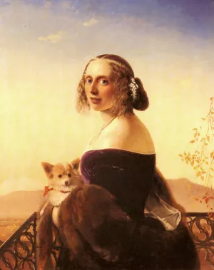 Portrait of Lady Barrett of Belhus by Timoleon Carl Von Neff Oil Painting