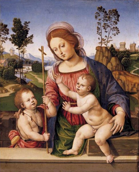 Main Product Photo of Madonna and Child with the Infant St John the Baptist Painting by Timoteo Viti