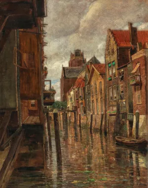 A canal in Dordrecht Oil painting by Tina Blau