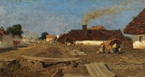 A Village Road in Szolnok by Tina Blau Oil Painting