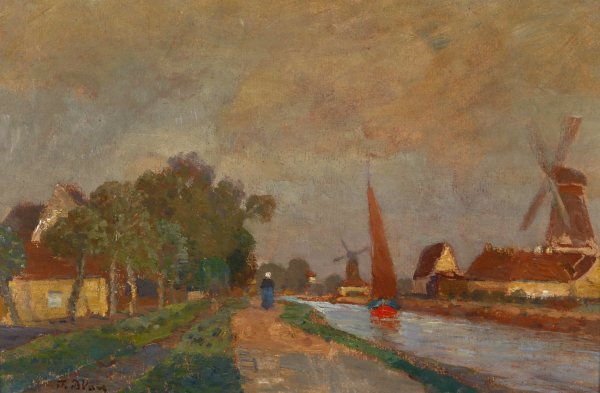 Motiv aus Franeker by Tina Blau - Hand-Painted Oil Painting Reproduction