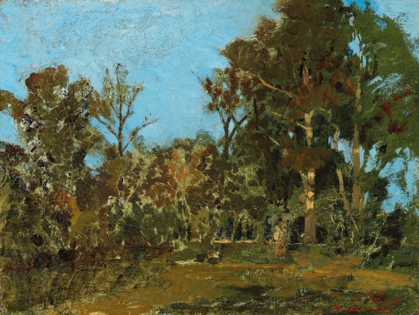 Prater Landscape  by Tina Blau - Hand-Painted Oil Painting Reproduction