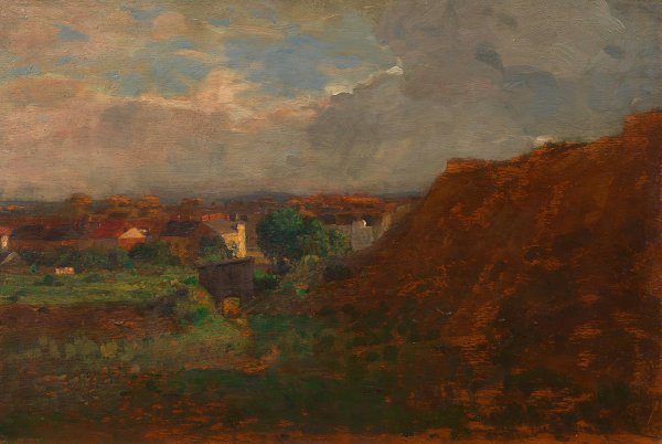 Sandgrube mit Blick auf Potzleinsdorf  by Tina Blau - Hand-Painted Oil Painting Reproduction
