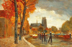 Scene in Dordrecht by Tina Blau Oil Painting