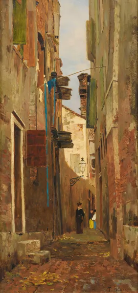 Street In Italy by Tina Blau Oil Painting