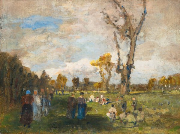 Sunday In The Prater Gardens  by Tina Blau - Hand-Painted Oil Painting Reproduction