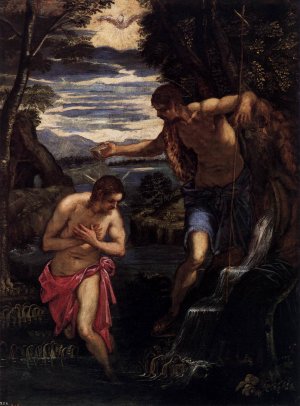 Baptism of Christ Oil painting by Tintoretto