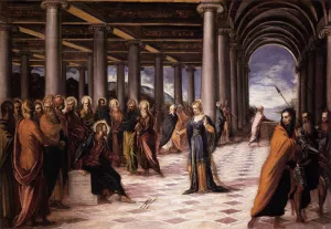 Christ and the Woman Taken in Adultery by Tintoretto - Oil Painting Reproduction
