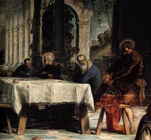 Christ Washing the Feet of His Disciples Detail Oil painting by Tintoretto