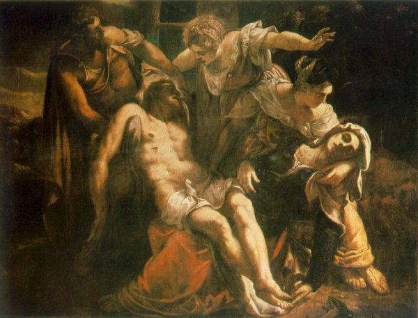 Descent from the Cross Pieta by Tintoretto - Hand-Painted Oil Painting Reproduction