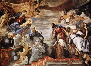 Doge Nicolo da Ponte Invoking the Protection of the Virgin Oil painting by Tintoretto