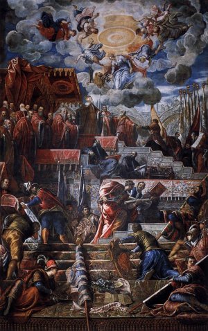 Doge Nicolo da Ponte Receiving a Laurel Crown from Venice by Tintoretto Oil Painting