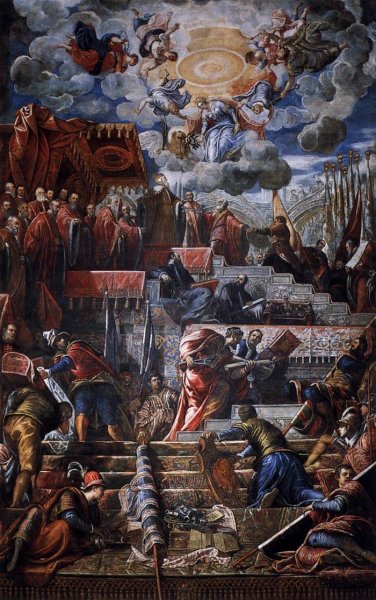 Main Product Photo of Doge Nicolo da Ponte Receiving a Laurel Crown from Venice Painting by Tintoretto