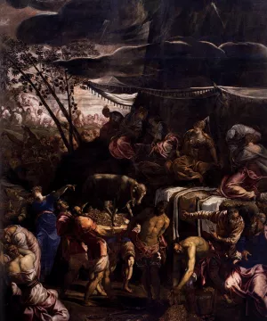Moses Receiving the Tables of the Law Detail by Tintoretto Oil Painting