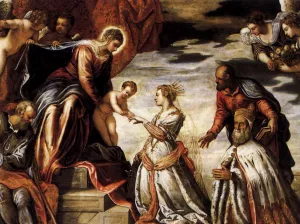 Mystic Marriage of St Catherine Detail by Tintoretto - Oil Painting Reproduction