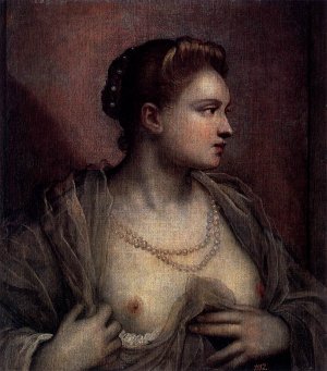Portrait of a Woman Revealing Her Breasts Oil painting by Tintoretto