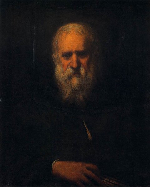 Main Product Photo of Self-Portrait with a Book Painting by Tintoretto