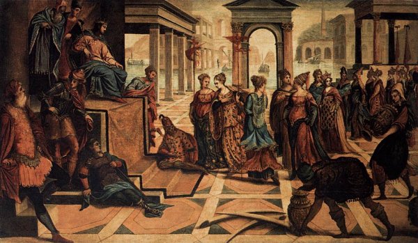 Main Product Photo of Solomon and the Queen of Sheba Painting by Tintoretto