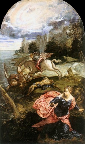 St George and the Dragon Oil painting by Tintoretto