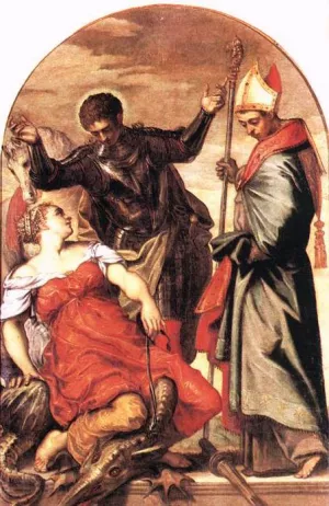 St Louis, St George and the Princess by Tintoretto Oil Painting