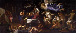 St Roch in Prison Visited by an Angel by Tintoretto Oil Painting