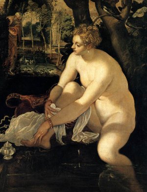 Susanna and the Elders Detail Oil painting by Tintoretto