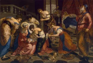 The Birth of John the Baptist by Tintoretto Oil Painting