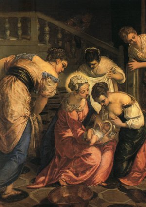 The Birth of St. John the Baptist Detail Oil painting by Tintoretto