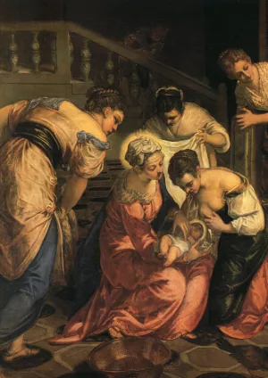 The Birth of St. John the Baptist Detail Oil painting by Tintoretto