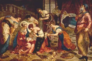 The birth of St. John the Baptist Oil painting by Tintoretto