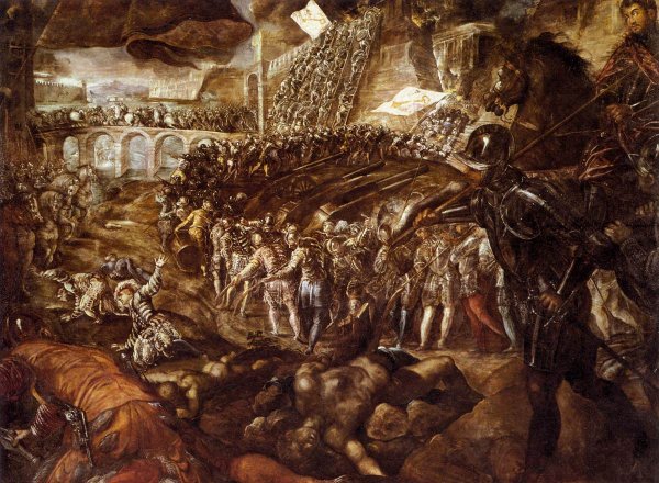 The Capture of Parma by Federico II by Tintoretto - Hand-Painted Oil Painting Reproduction