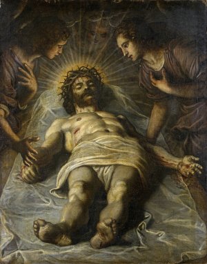 The Dead Christ with Two Angels by Tintoretto Oil Painting