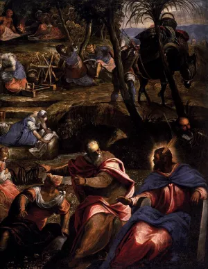 The Jews in the Desert Detail by Tintoretto Oil Painting