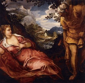 The Meeting of Tamar and Judah Oil painting by Tintoretto