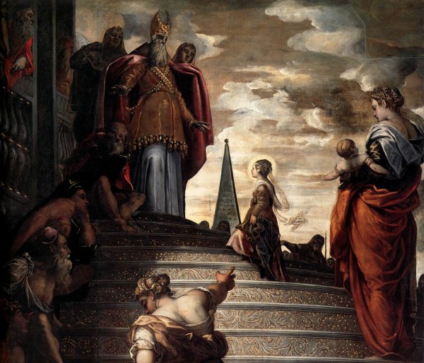 The Presentation of the Virgin Detail by Tintoretto - Hand-Painted Oil Painting Reproduction