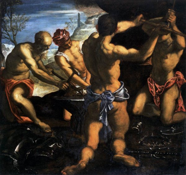 Vulcan's Forge by Tintoretto - Hand-Painted Oil Painting Reproduction