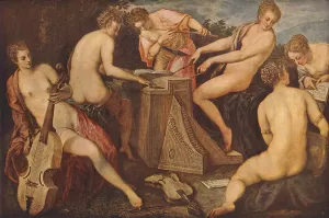 Women Playing Music by Tintoretto - Oil Painting Reproduction