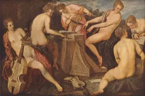 Women Playing Music Oil painting by Tintoretto