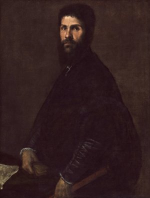 Man Holding a Flute by Titian Oil Painting