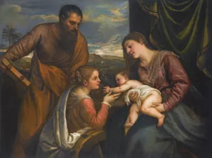 The Madonna And Child With Saints Luke And Catherine Of Alexandria by Titian Oil Painting