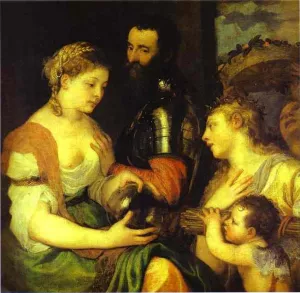 An Allegory, Perhaps of Marriage, with Vesta and Hymen as Protectors and Advisers of the Union of Venus and Mars Oil painting by Titian Ramsey Peale II