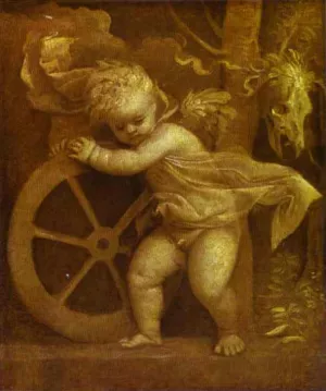 Cupid with the Wheel of Fortune by Titian Ramsey Peale II - Oil Painting Reproduction