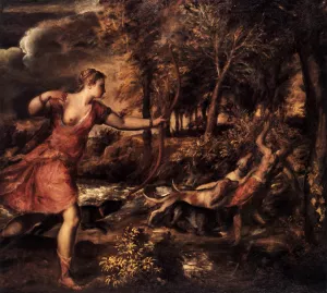 Death of Actaeon Oil painting by Titian Ramsey Peale II