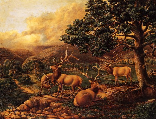 Main Product Photo of Four Elk Painting by Titian Ramsey Peale II
