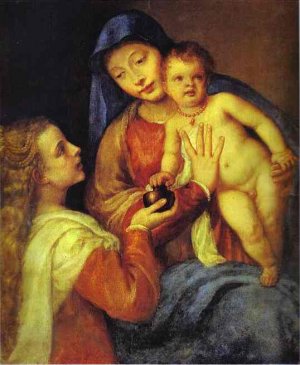 Madonna and Child with Mary Magdalene by Titian Ramsey Peale II Oil Painting