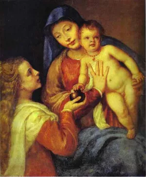Madonna and Child with Mary Magdalene by Titian Ramsey Peale II Oil Painting