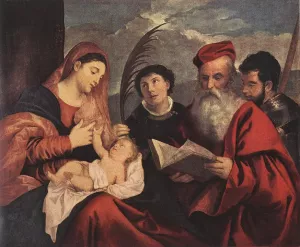 Mary with the Child and Saints by Titian Ramsey Peale II - Oil Painting Reproduction