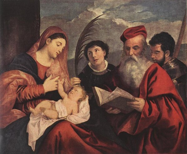 Main Product Photo of Mary with the Child and Saints Painting by Titian Ramsey Peale II